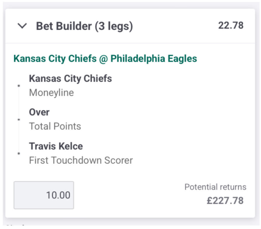 Paddy Power NFL bet builder