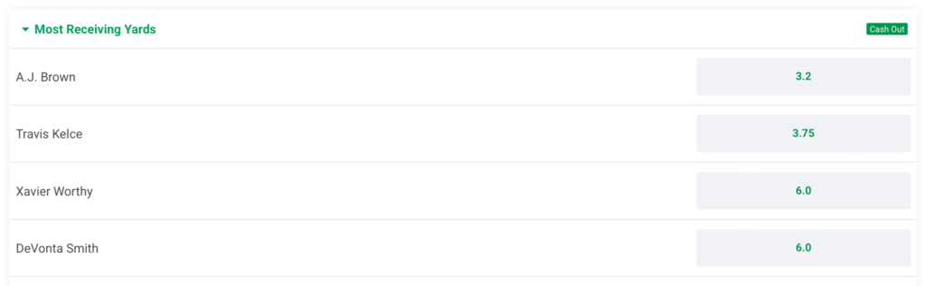 Super Bowl most receiving yards bet