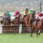 Stellar Story jumping in the Albert Bartlett Novices' Hurdle