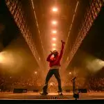 Kendrick Lamar performing on stage